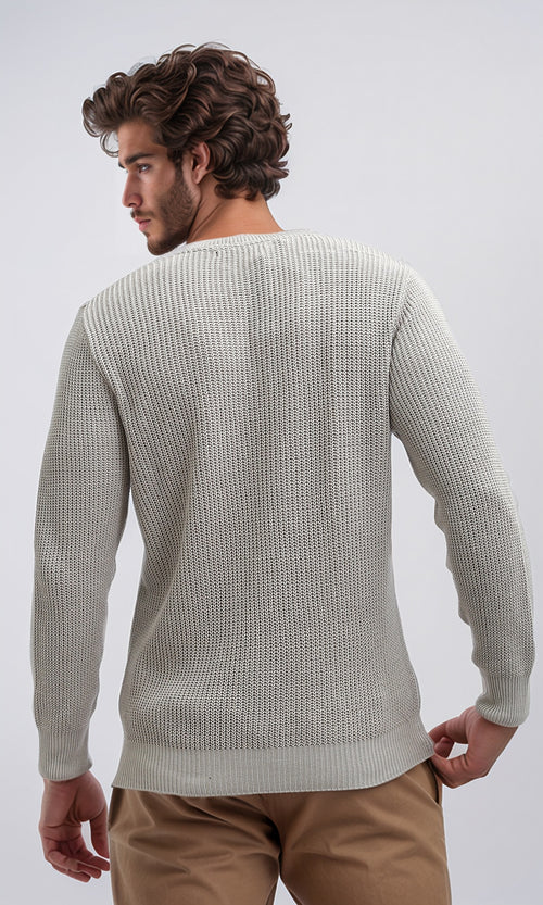 O198293 - Long Sleeves Knitted Biege Winter Pullover