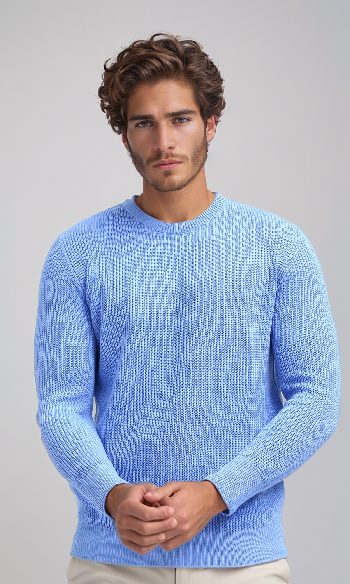 O198294 Regular Fit Slip On Sky Blue Pullover