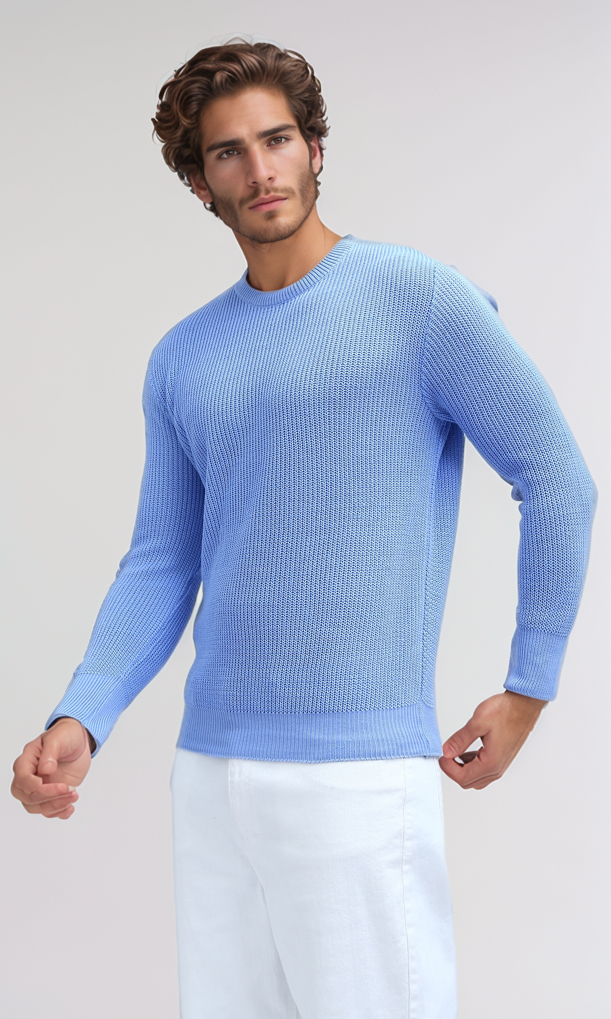 O198294 Regular Fit Slip On Sky Blue Pullover