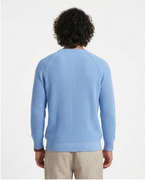 Ravin Essentials Blue Ribbed Raglan Knit Pullover - o198294