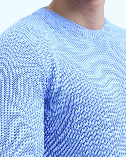 Ravin Essentials Blue Ribbed Raglan Knit Pullover - o198294