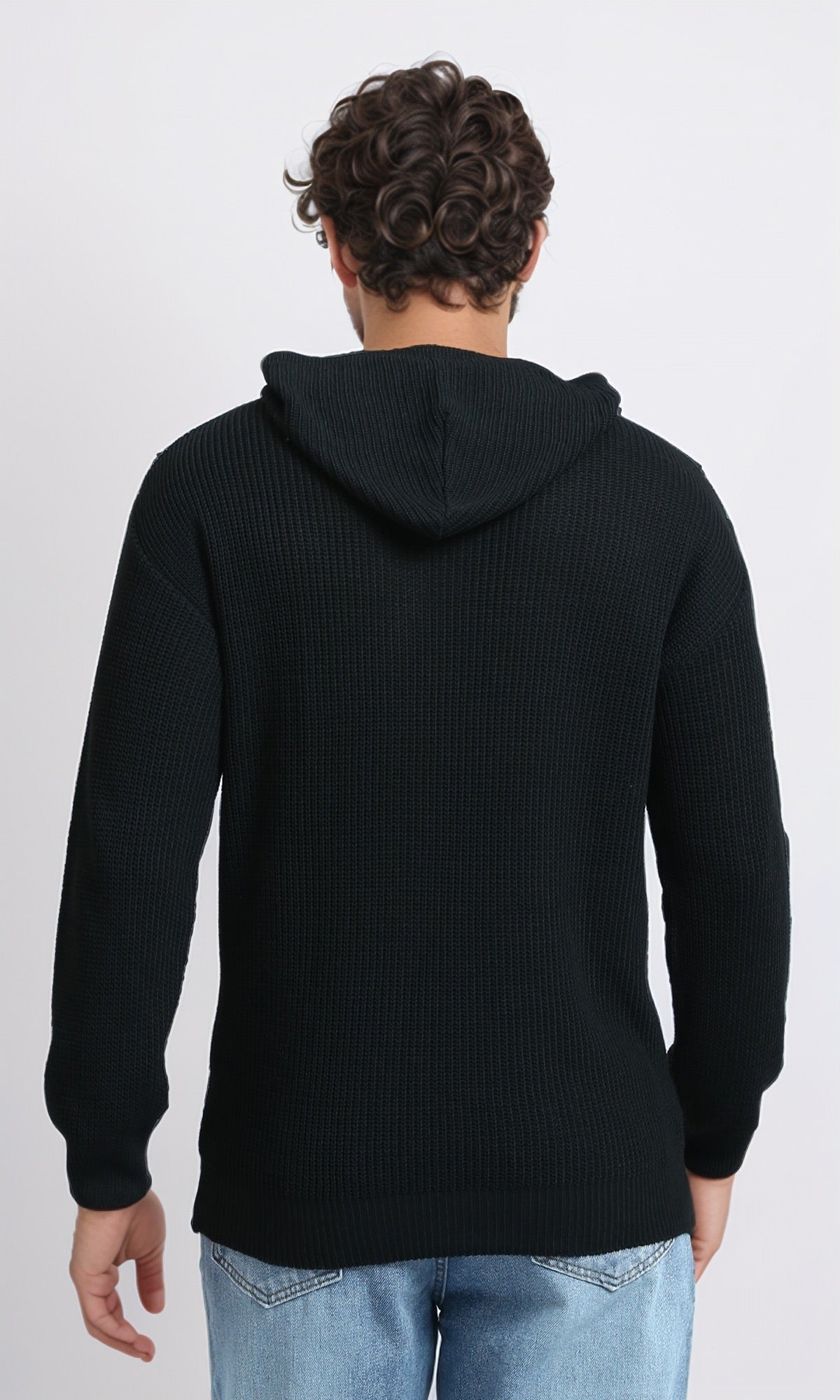 Men's Midnight Textured Knit Pullover Hoodie - O198295