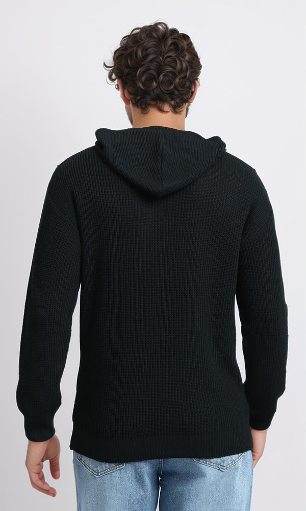O198295 - Slip On Long Sleeves Hooded Neck Pullover - Black