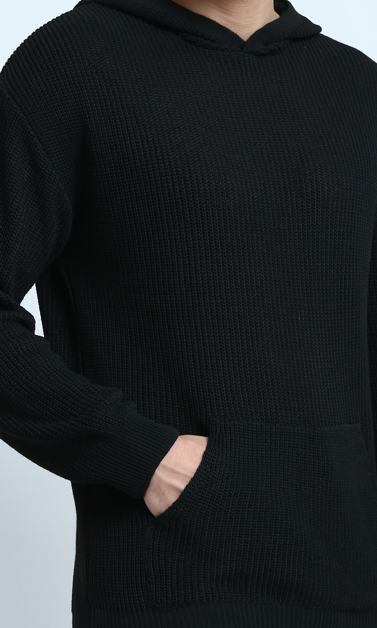 Men's Midnight Textured Knit Pullover Hoodie - O198295