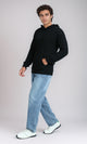O198295 - Slip On Long Sleeves Hooded Neck Pullover - Black