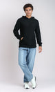 O198295 - Slip On Long Sleeves Hooded Neck Pullover - Black