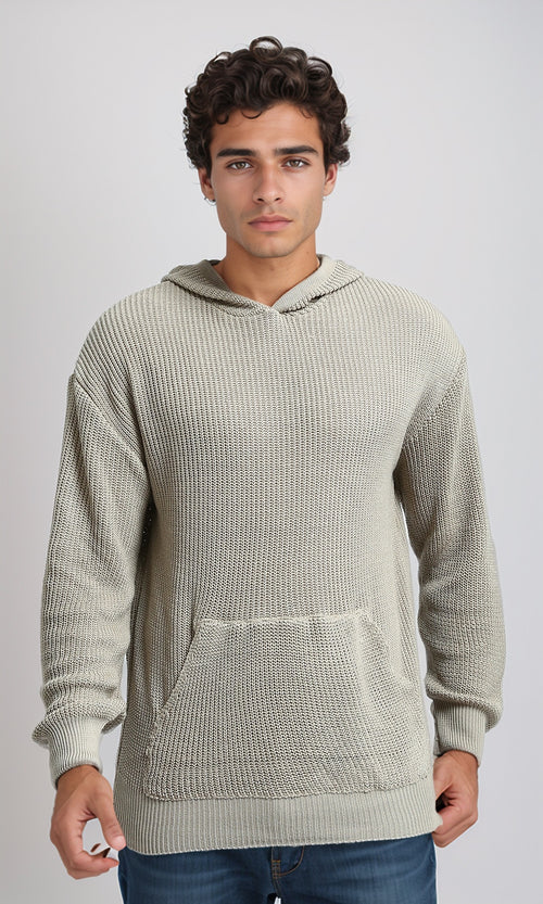 O198297 - Knitted Long Sleeves Winter Pullover - Beige