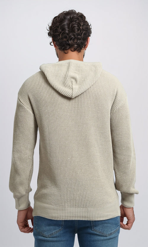 O198297 - Knitted Long Sleeves Winter Pullover - Beige