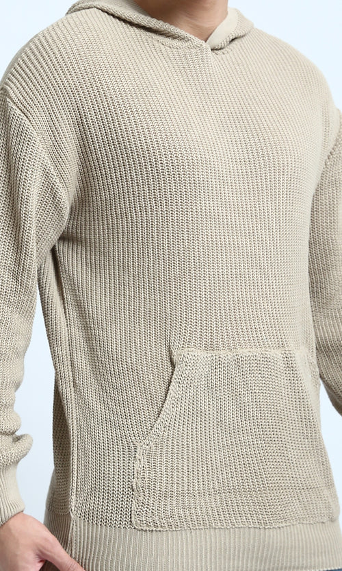 O198297 - Knitted Long Sleeves Winter Pullover - Beige