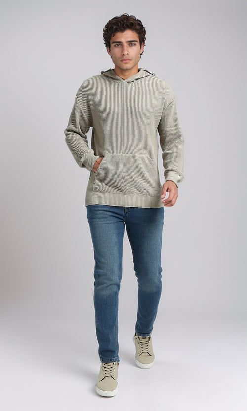 O198297 - Knitted Long Sleeves Winter Pullover - Beige