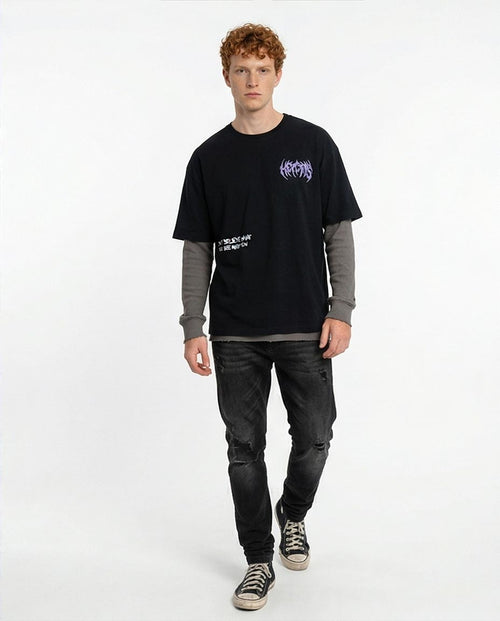 تي شيرت رافن "أوهام" جرافيك كبير الحجم – إصدار جرنج - O198306