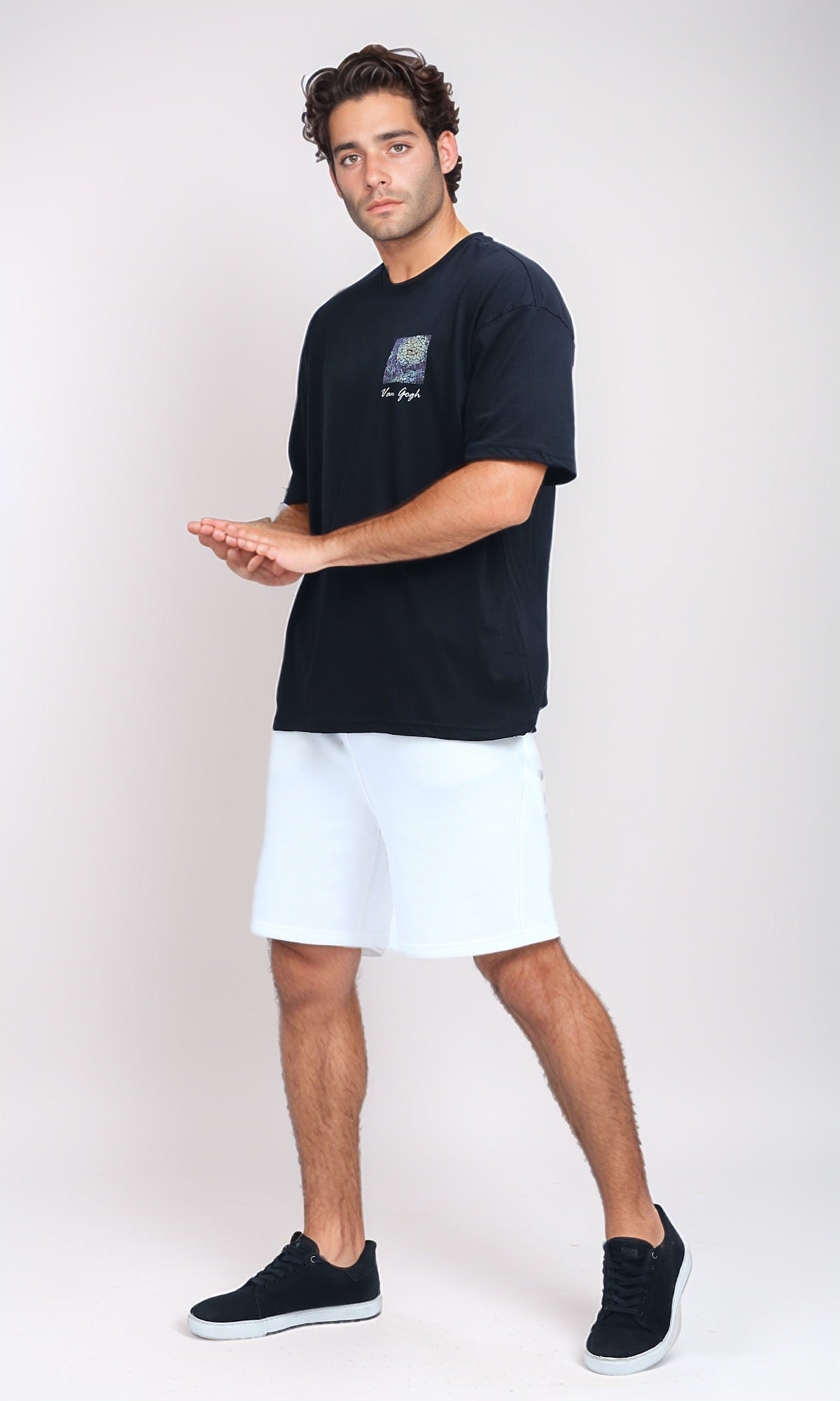 Navy Van Gogh Dreamer Quote Graphic Oversized T-Shirt - O198308