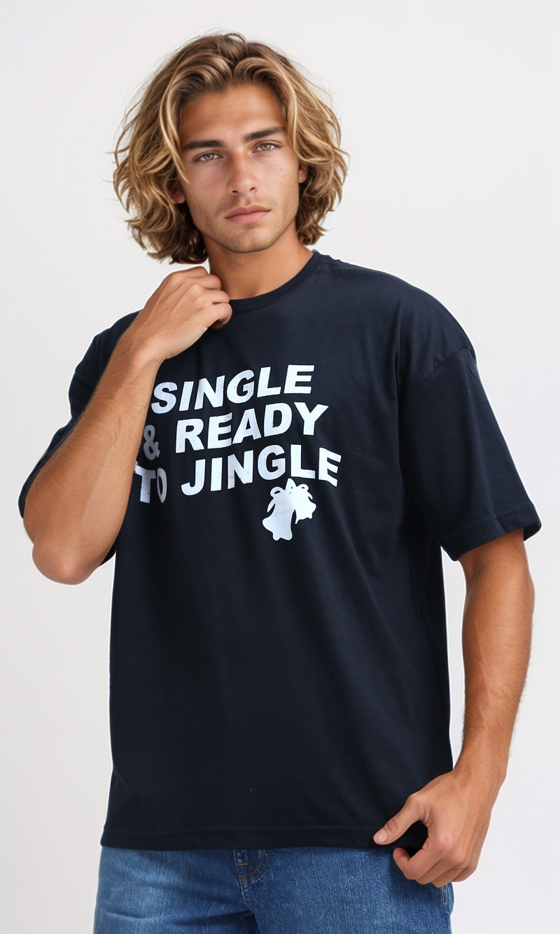 O198310 - Regular Fit Slip On Black Printed Tee