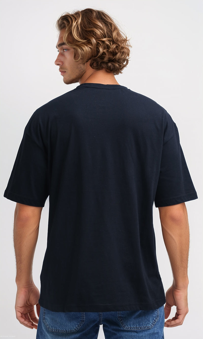 O198310 - Regular Fit Slip On Black Printed Tee