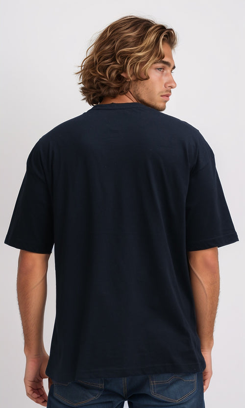 O198310 - Regular Fit Slip On Black Printed Tee