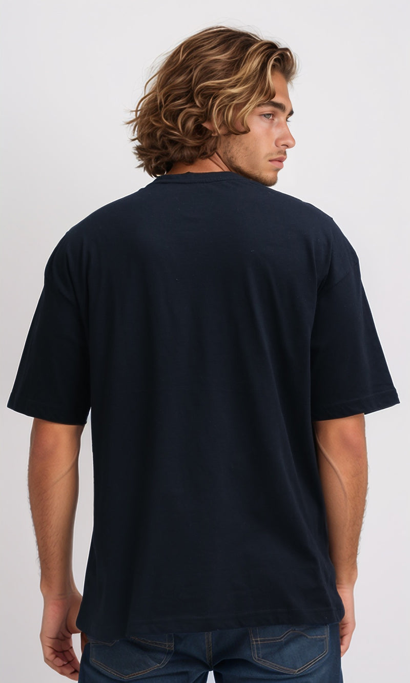 O198310 - Regular Fit Slip On Black Printed Tee