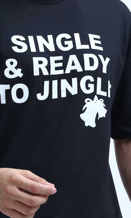 O198310 - Regular Fit Slip On Black Printed Tee