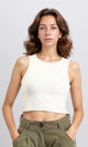 O198423 - Ribbed Sleeveless Cropped Tank Top - White