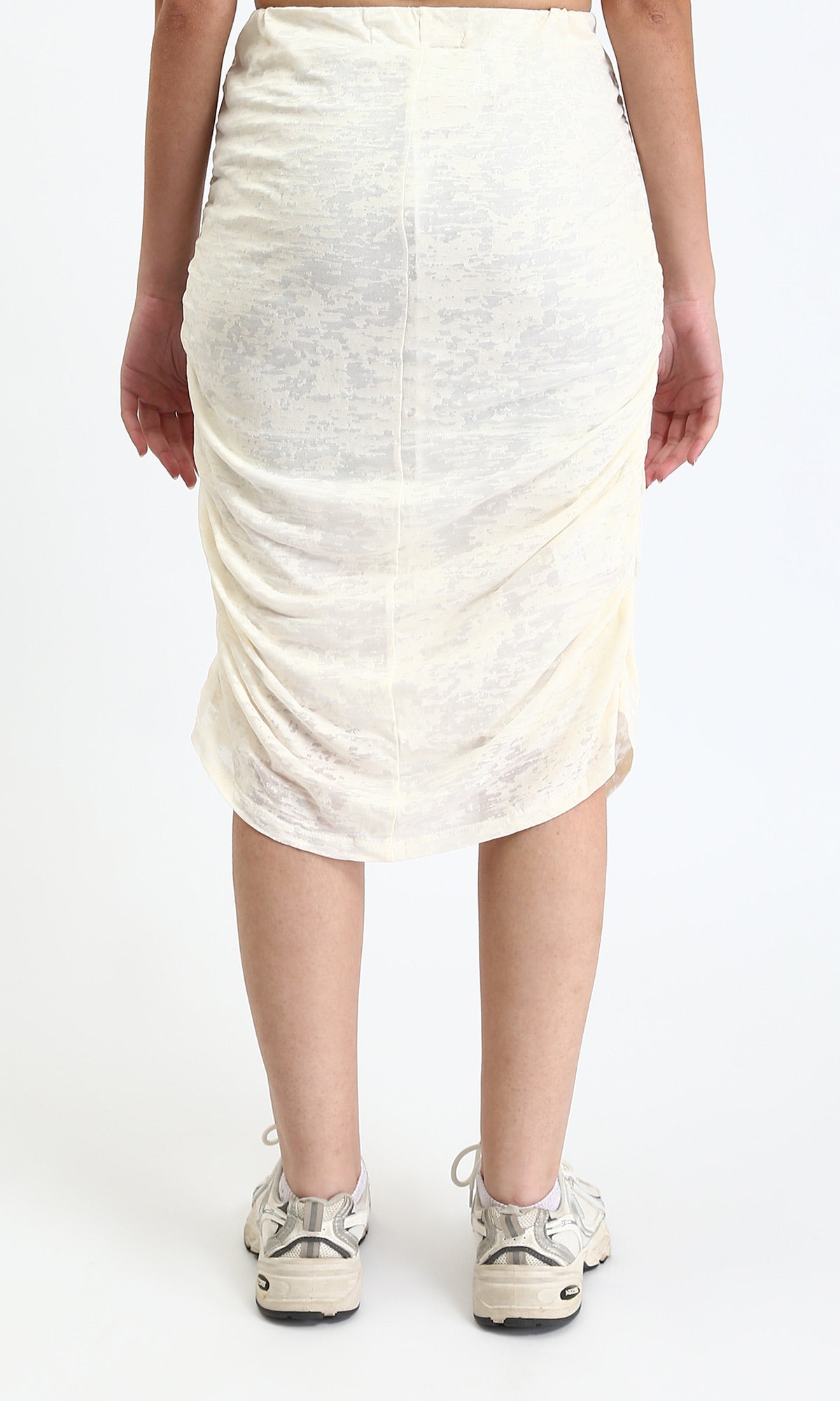O198426 - Textured Draped Midi Skirt - Ivory
