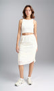 O198426 - Textured Draped Midi Skirt - Ivory