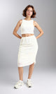 O198426 - Textured Draped Midi Skirt - Ivory