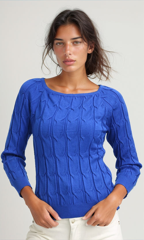 O198494 - Feminine Long Sleeve Pullover - Royal Blue