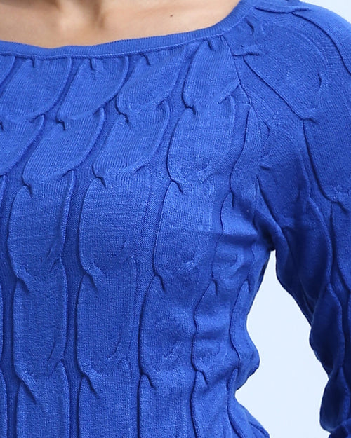 Ravin Women's Cable-Knit Boat Neck Sweater – Royal Blue - O198494