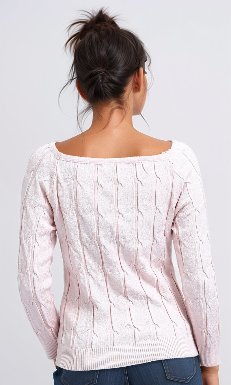 O198495 - Square Neck Winter Pullover - Rose