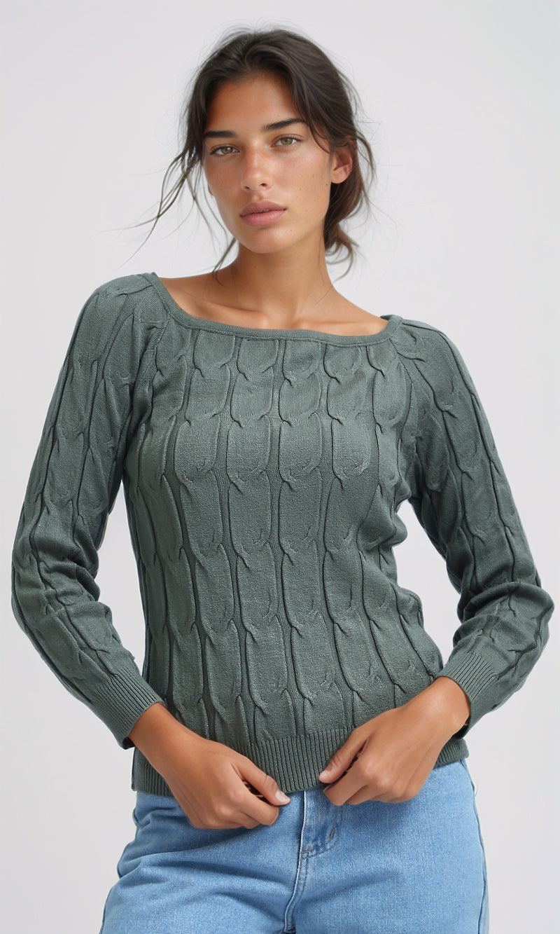 O198496 - Slip On Long Sleeve Pullover - Olive