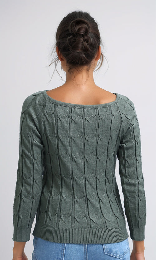 O198496 - Slip On Long Sleeve Pullover - Olive
