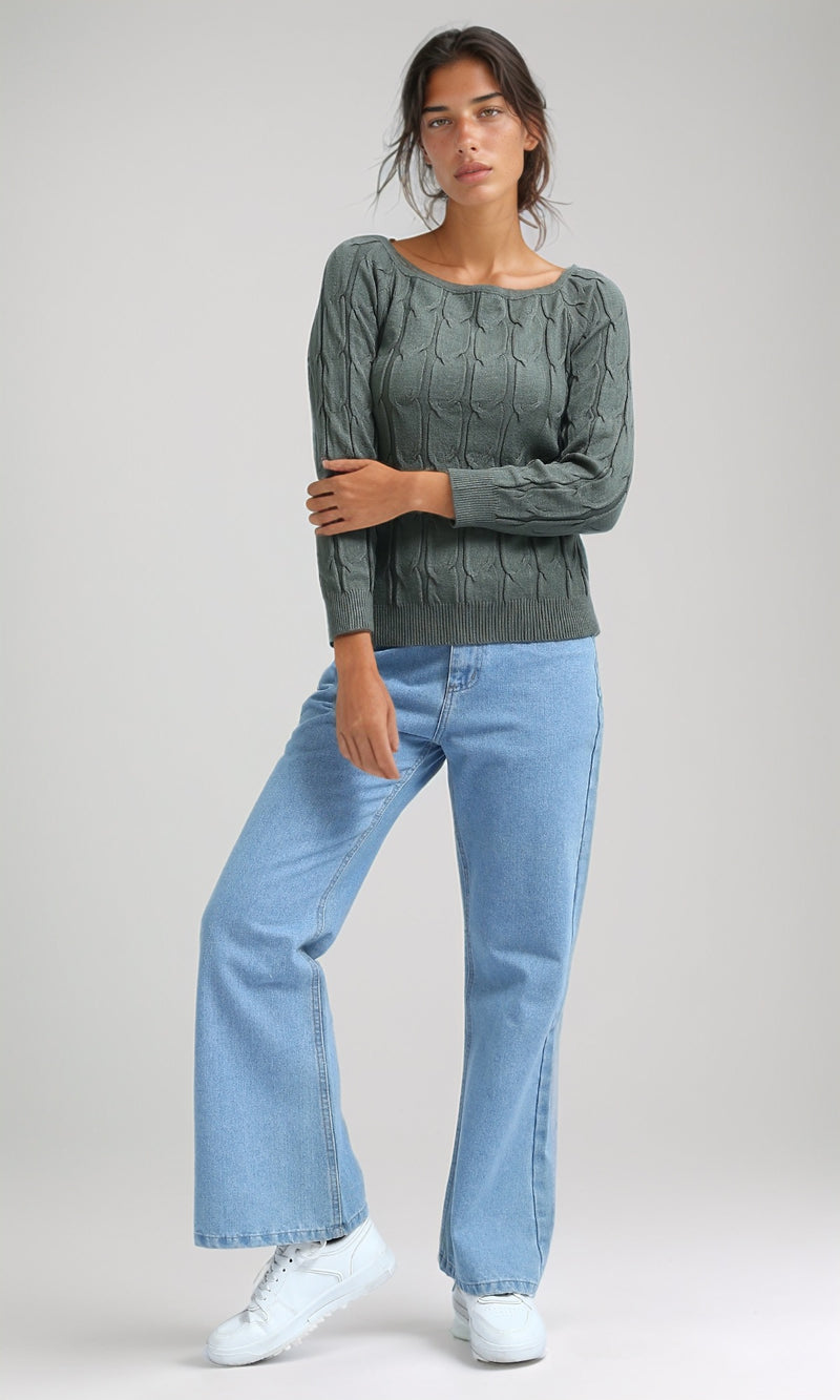 O198496 - Slip On Long Sleeve Pullover - Olive