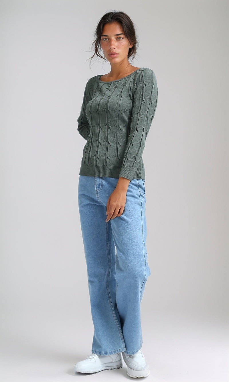 O198496 - Slip On Long Sleeve Pullover - Olive