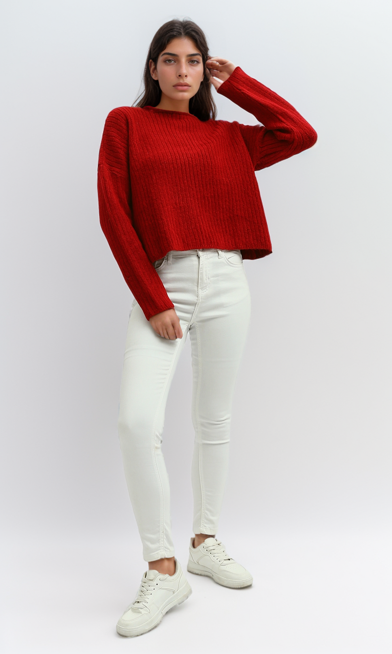 بلوفر مخطط بأكمام طويلة محبوك