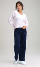 O198503 - V-Neck Regular Long Sleeve Pullover - Light Pink
