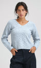 O198504 - Long Sleeves V-Neck Pullover - Light Grey