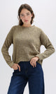 O198508 - Fashionable Crew Neck Light Biege Knitted Pullover