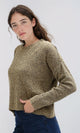 O198508 - Fashionable Crew Neck Light Biege Knitted Pullover