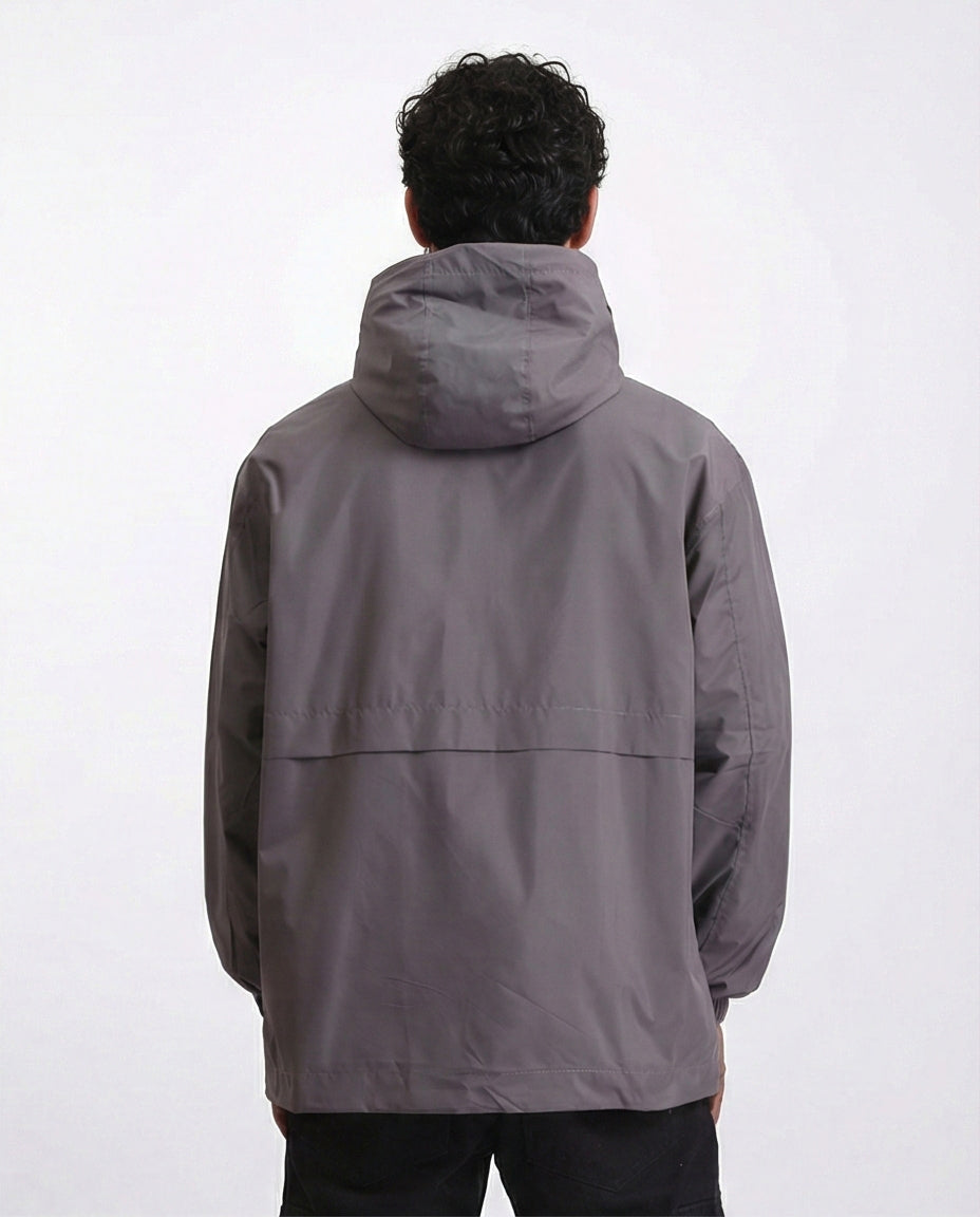 Slate Grey Lightweight Technical Hooded Windbreaker - O198511