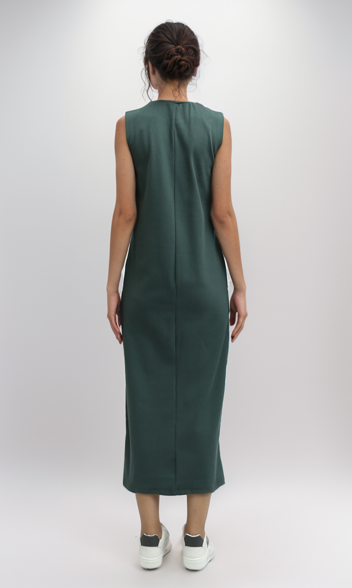 O198524 Dark Khaki Slip On Sleeveless Summer Maxi Dress