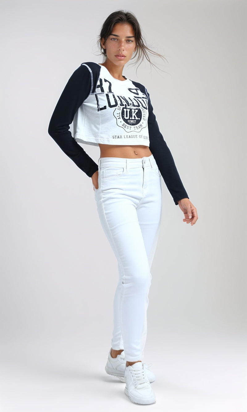 O198539 - Printed "London" Cotton Long Sleeves Tee - Black