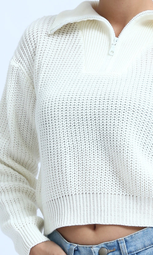O198703 - Long Sleeves Feminine Pullover - Off-White