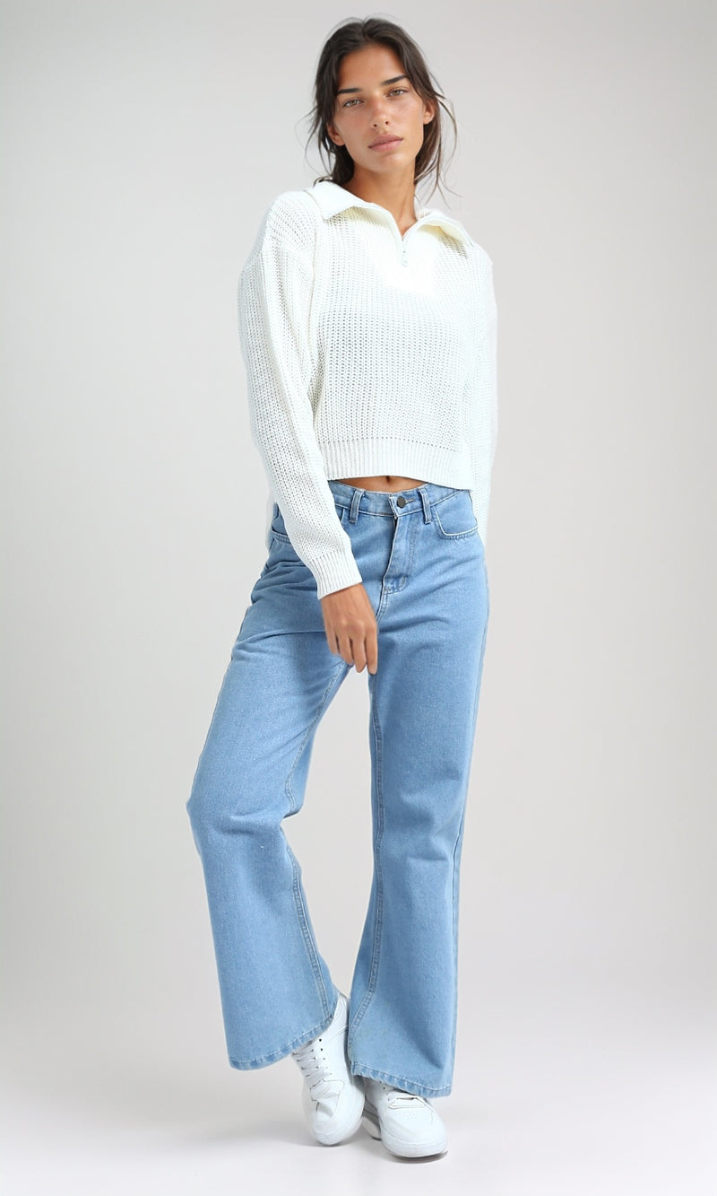 O198703 - Long Sleeves Feminine Pullover - Off-White