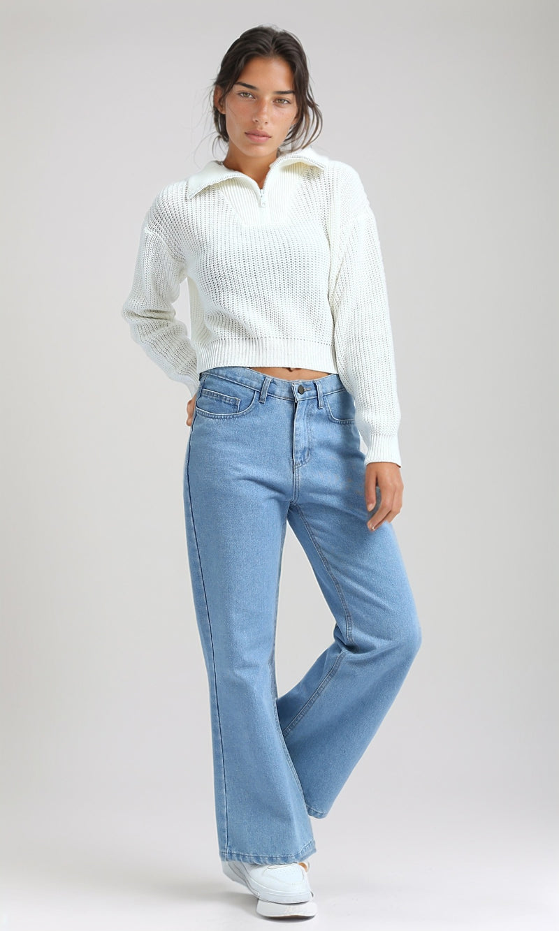 O198703 - Long Sleeves Feminine Pullover - Off-White
