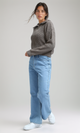 O198704 - Knitted Zipped Pullover with Stand Neck - Coffee