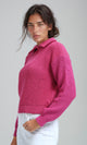 O198705 - Long Sleeves Regular Fit Zipped Pullover - Fuchsia