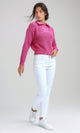 O198705 - Long Sleeves Regular Fit Zipped Pullover - Fuchsia