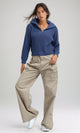 O198706 - Knitted Long Sleeves Cropped Pullover - Petroleum
