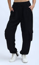 O198708 - Casual Comfy Solid Jogger Pants - Black