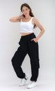 O198708 - Casual Comfy Solid Jogger Pants - Black