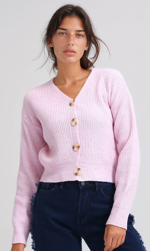 O198714 - Winter Long Sleeves Short Cardigan - Rose